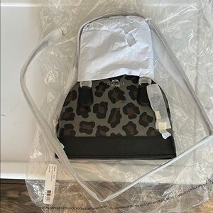 Coach Black and Gray Leopard dome satchel